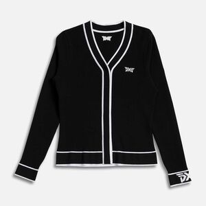 PXG Women's Varsity V-Neck Cardigan (Black & White) XS